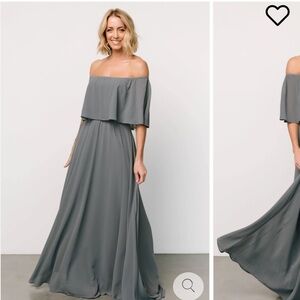 Baltic Born Sonia Off Shoulder Maxi Dress Large Dusty Blue NWT